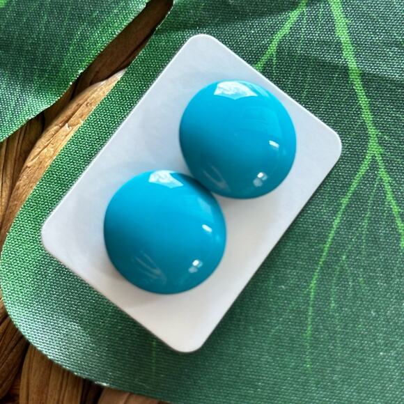 BOGO FREE BLUE BUTTON STATEMENT EARRINGS - Picture 1 of 5